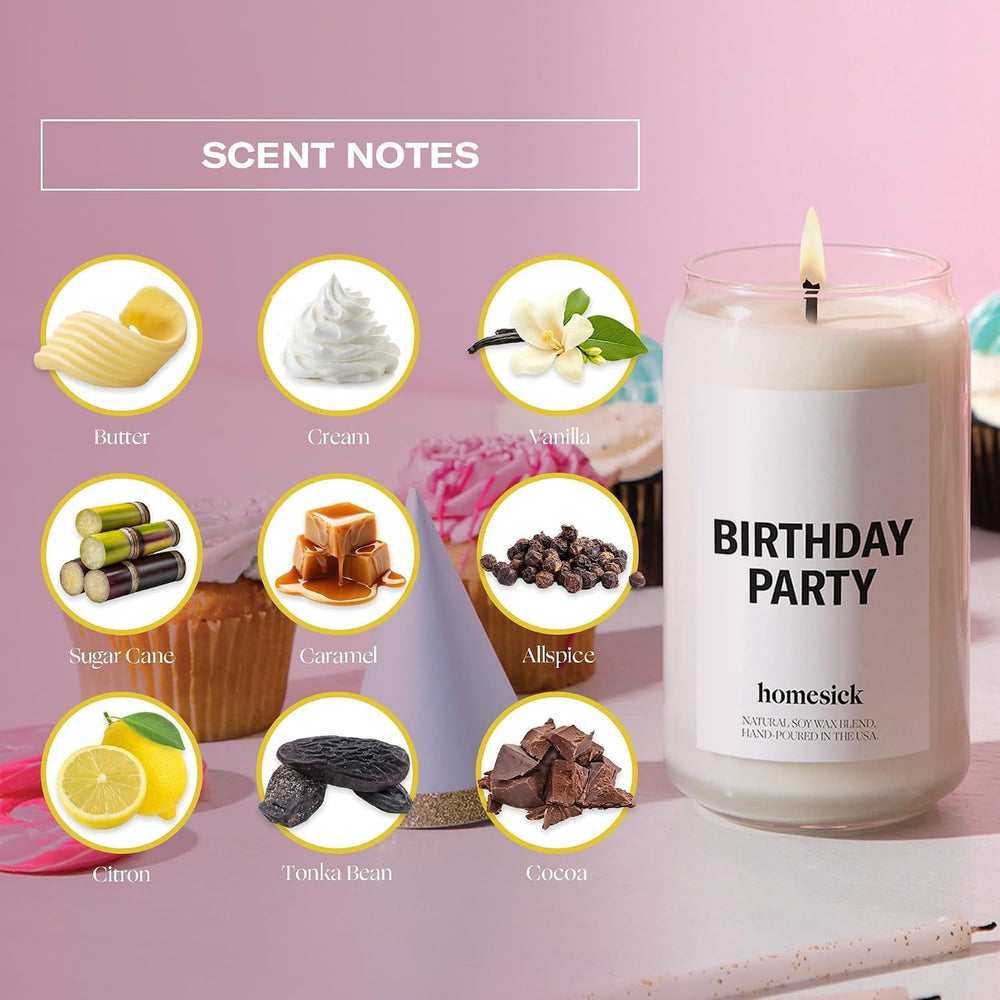 Homesick Scented Candles for Home (Birthday Party) - 13.75 oz Long-Lasting Na...