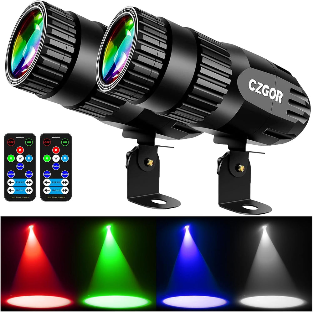 Led Pinspot Light 2 Pack, Czgor 15W Disco Ball Spotlight RGBW 4-in-1 Lights