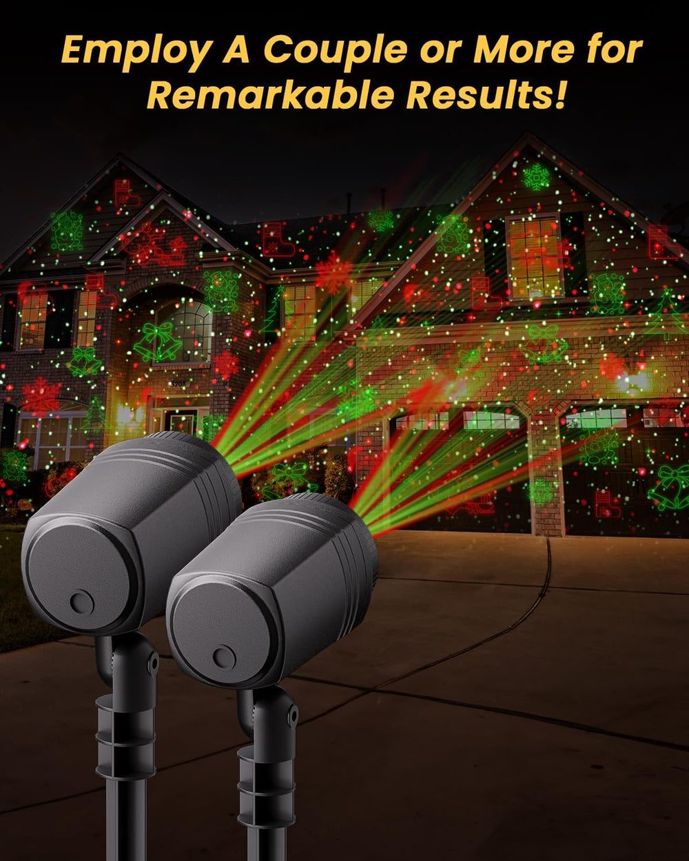 Enjoyedled Christmas Projector Lights Outdoor with 9 HD Xmas Patterns Black