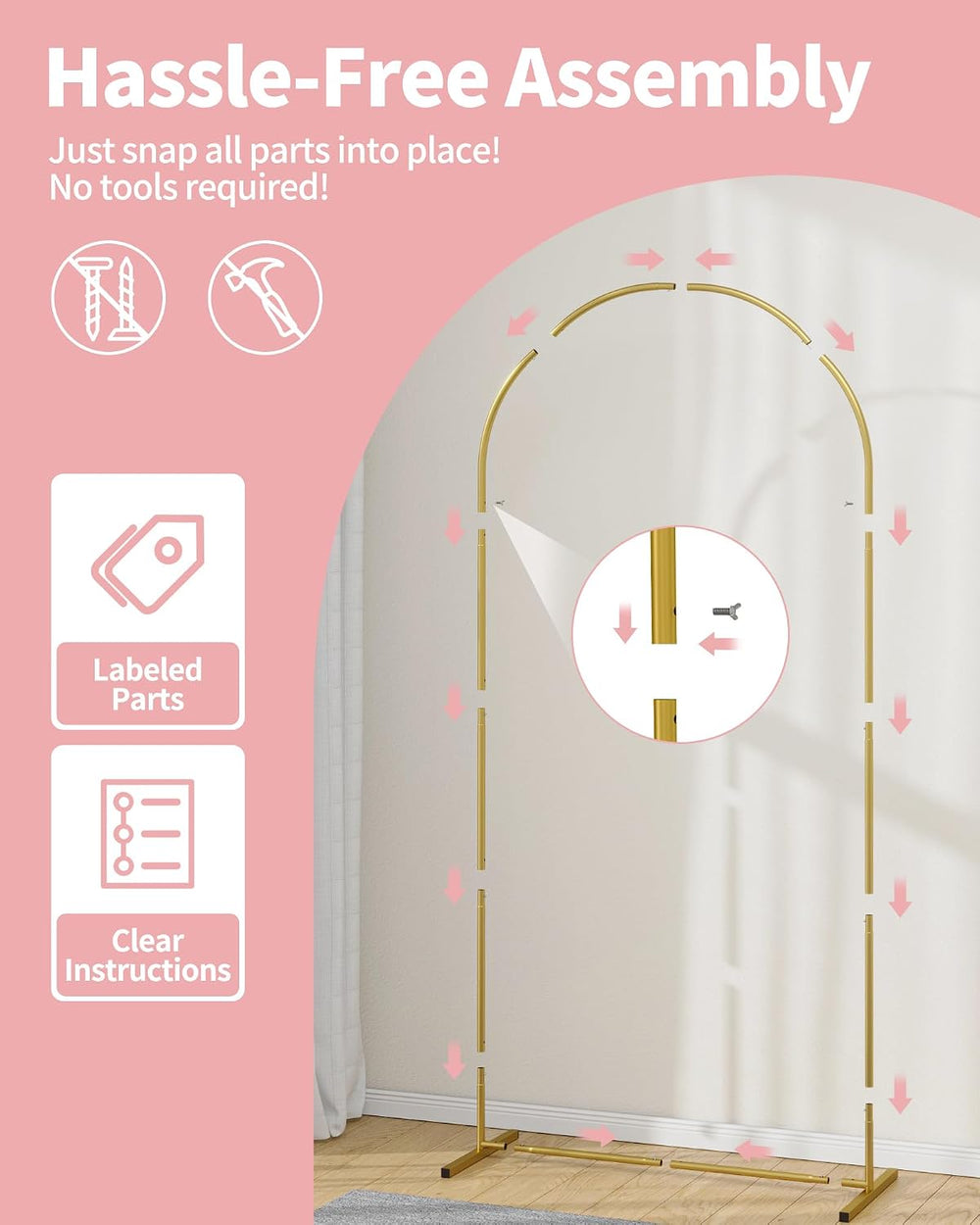 Pureegg Arch Backdrop Stand Set, Metal, Set of 3, 7.2ft & 6.0ft & 6.0ft