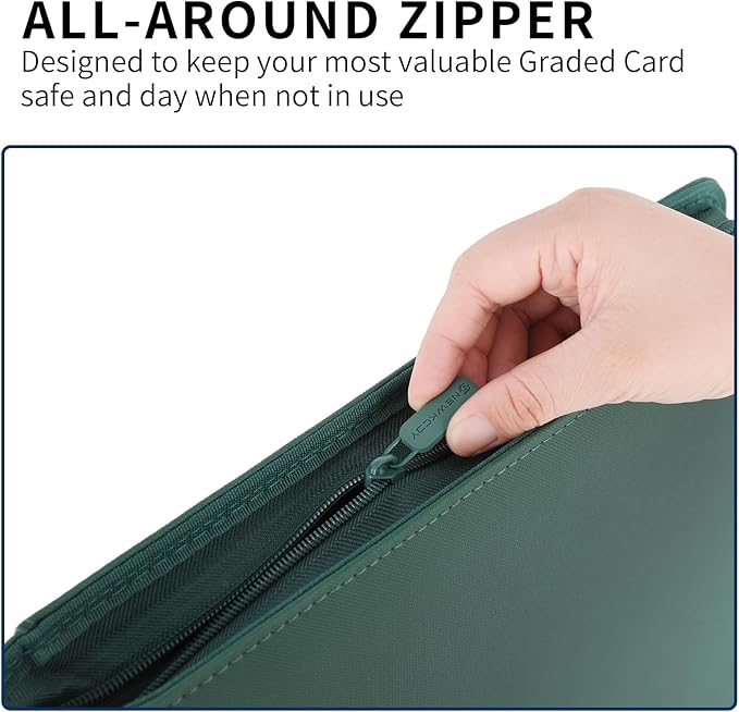 Snekdy premium 1024-pocket trading card binder, 16-pocket cards album, waterproof PU-leather Cover album with side loading, holds gaming, baseball, basketball & sports cards Green