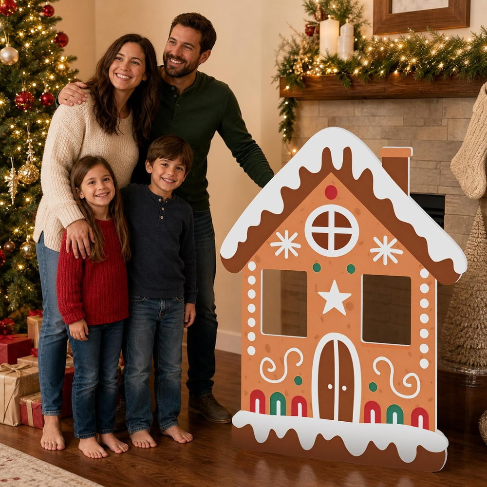 3.9ft 1pcs Gingerbread House Cardboard Cutout Christmas Standee Prop
