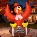GOOSH 5 FT Thanksgiving Inflatables Turkey Outdoor Decorations Blow Up Yard Turkey with a Rugby with Built-in LEDs for Indoor Party Garden Lawn Decor