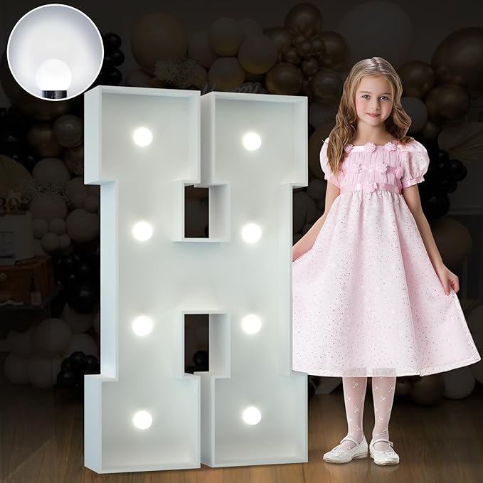 Marquee Letters 3 Feet Tall Large Light Up Letters Baby Shower Decorations Wedding Engagement Happy birthday White Party Decorations Marry Me Sign Big Cardboard Backdrop H