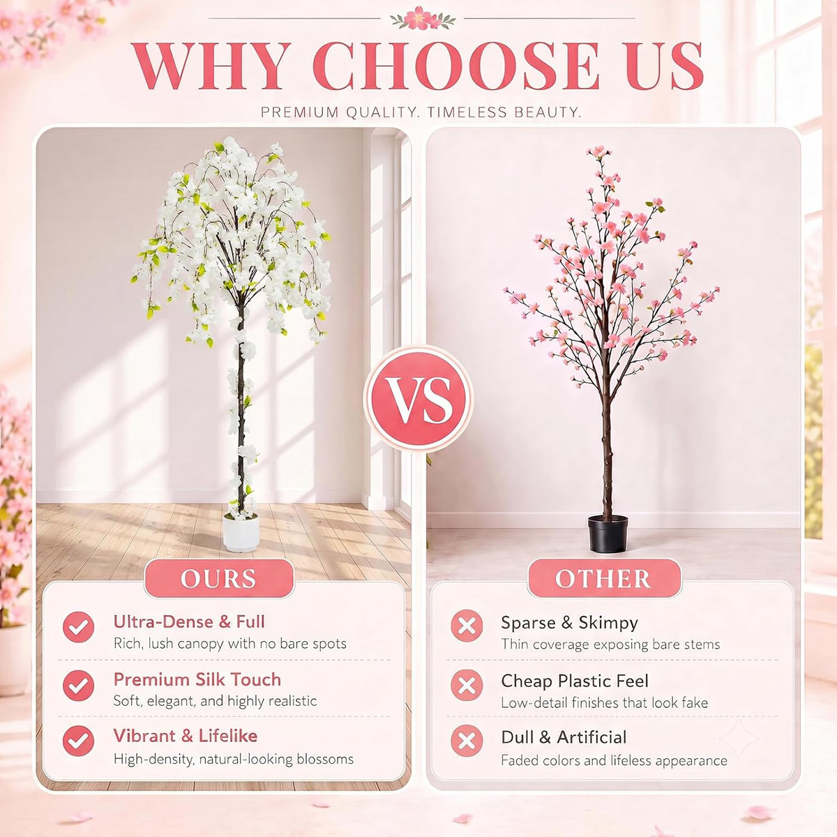 6ft artificial cherry blossom tree, faux sakura tree, package contents