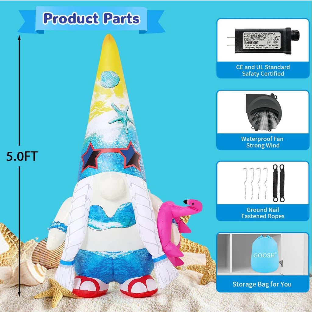 goosh 5 ft summer inflatables gnomes garden decor, package contents