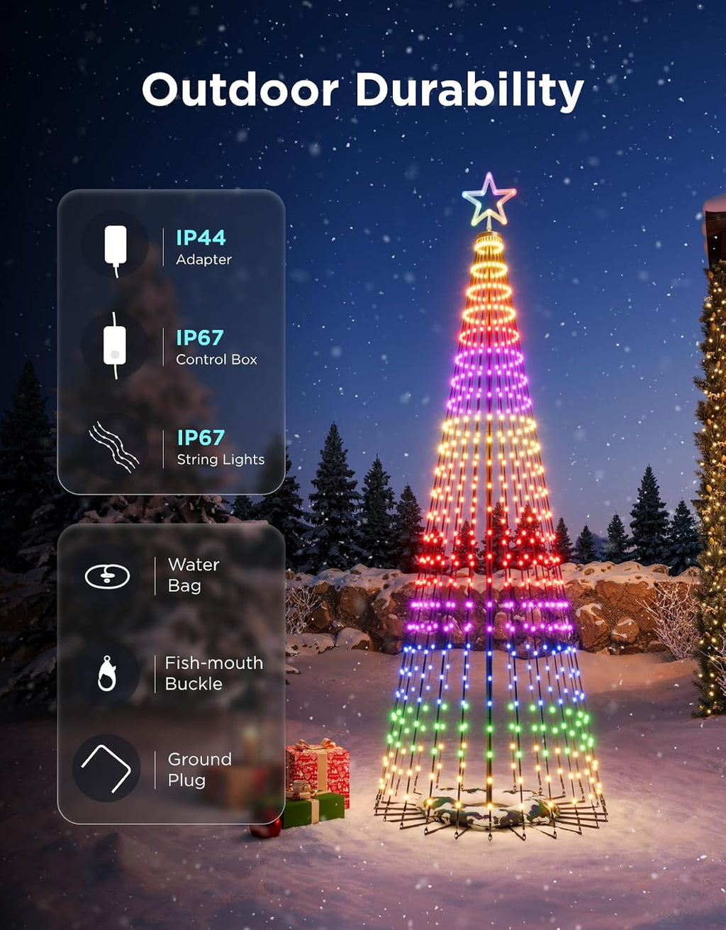govee christmas cone tree lights, 9ft 610 leds on a desk or shelf