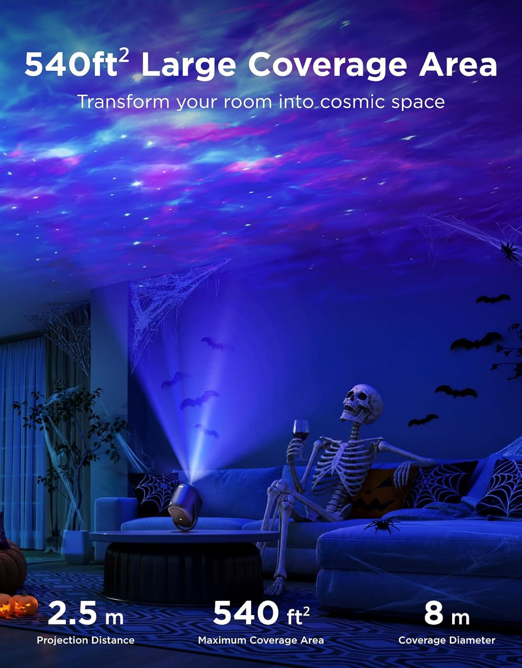 govee star projector lights, 7-zone nebula effect, compatible showing dimensions