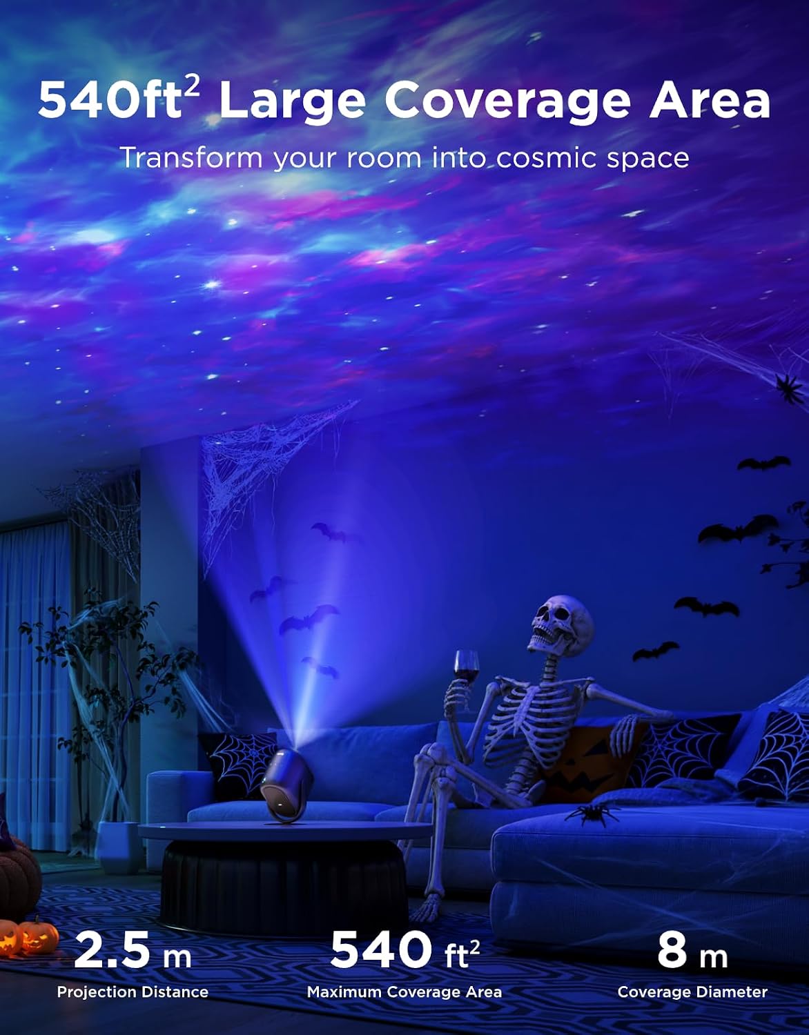 govee star projector lights, 7-zone nebula effect, compatible showing dimensions