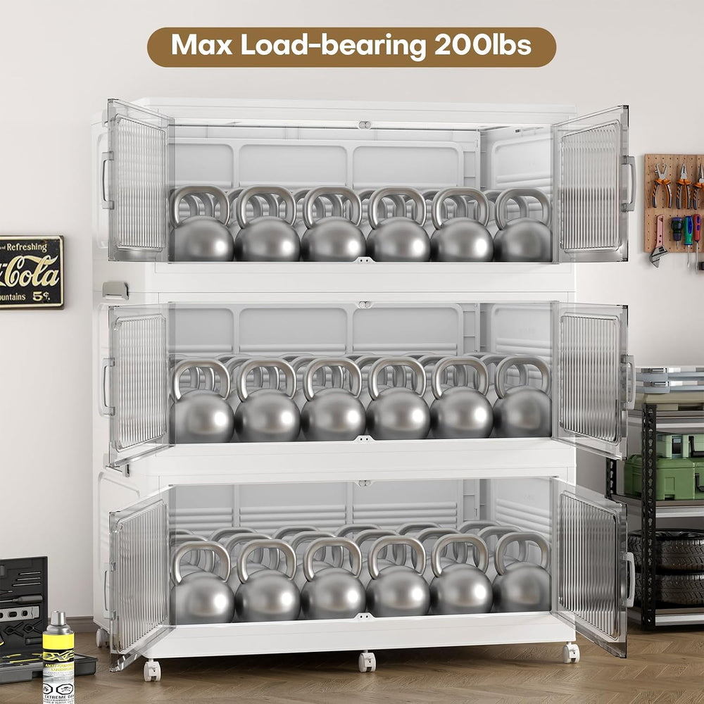 210Gal Extra Large Stackable Storage Bins with Lid, 840QT Foldable Collapsibl...