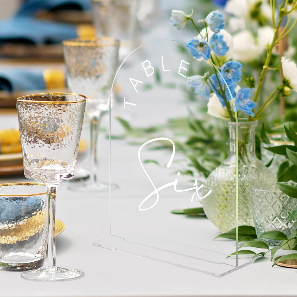 Acrylic Arch Table Numbers with Stands, 5x7 Inch Acrylic Arch Sign Table Numb...