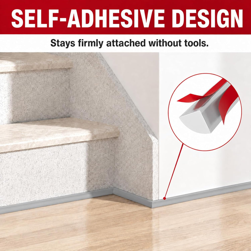 3/4 in x 10 ft Peel and Stick Quarter Round Molding, Grey