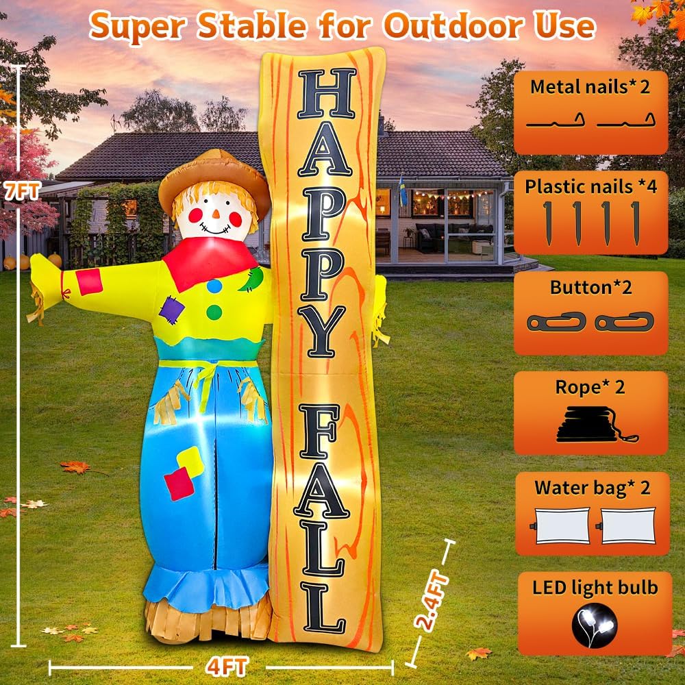 7ft thanksgiving inflatable scarecrow decorations inflatables outdoor with, side view