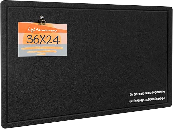 Bulletin Board, 36 x 24 inches Felt Board - Decorative Pin Board, Cork Board Alternative for Wall, 3' x 2' Foldable Picture Board Self-Adhesive Vision Board Prayer Board with 20 Pushpins - Black