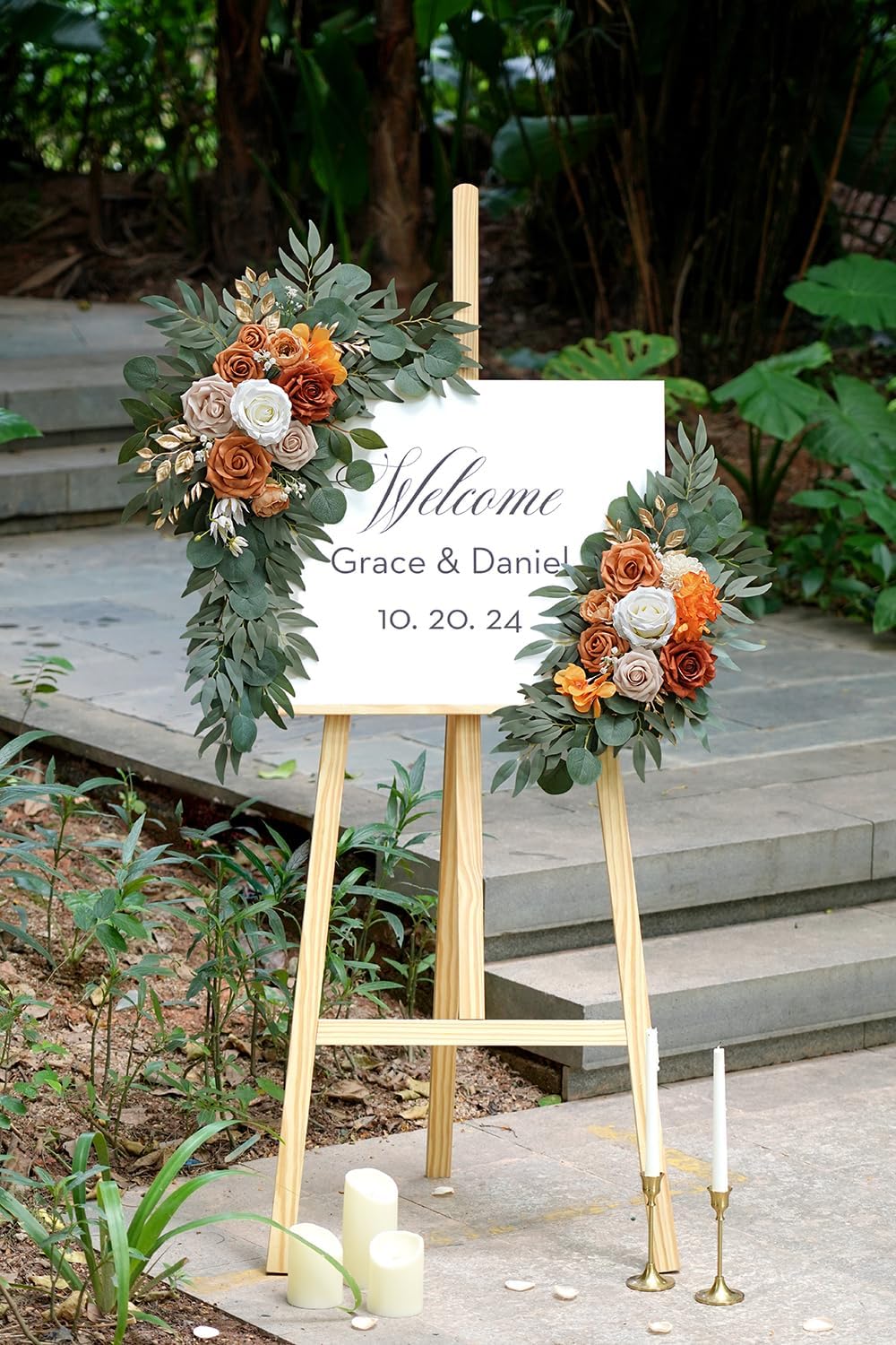 Olalaka Artificial Flower Swag Set of 2 for Wedding Welcome Signs Floral Deco...