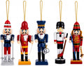 BestPysanky Nutcracker Ornament Set of 5 Wooden Christmas Figures 5 Inches