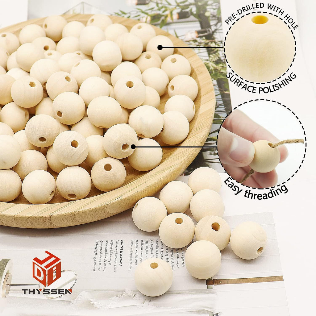 thyssen 1000pcs 20mm beige wooden round beads for, close-up detail