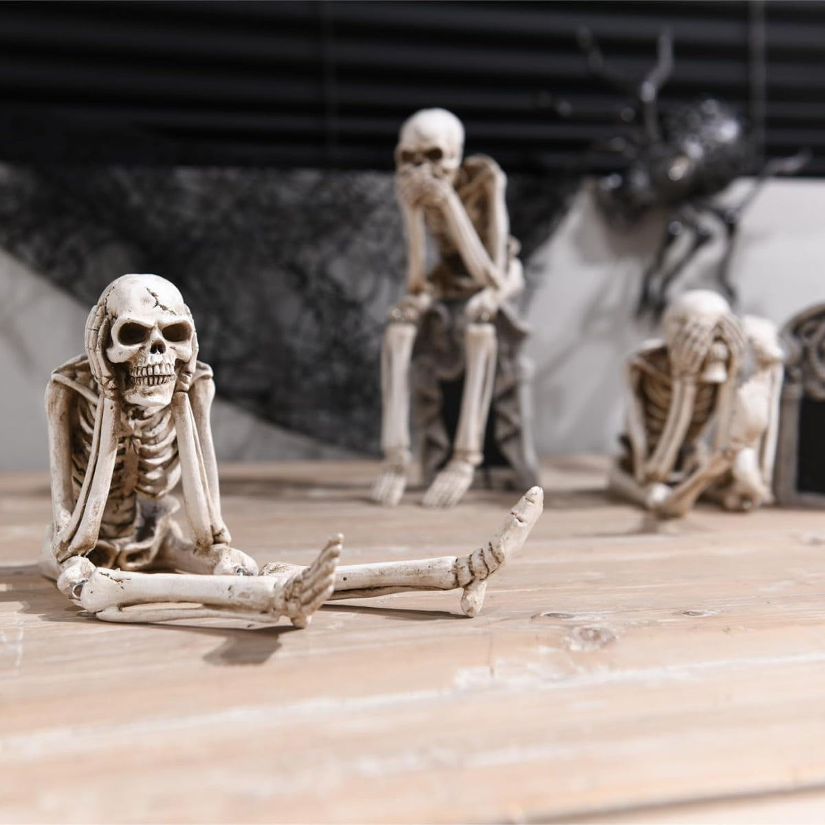 Newman House Studio Skeleton Halloween Decorations Indoor - No Evil Statues