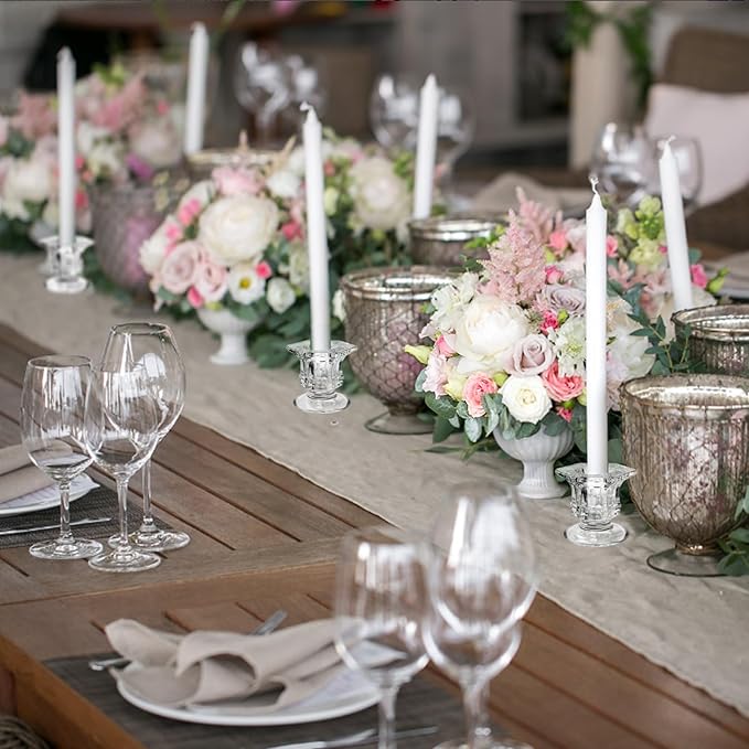 36 Pcs Candlestick Holders 2 Style Taper Candle Holders Bulk Small Glass Candle Holder for Wedding Table Centerpiece Home Party Decor