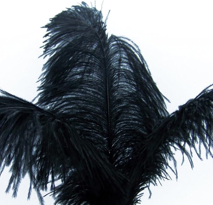 KOLIGHT 40pcs 12''~14''(30~35cm) Natural Ostrich Feathers for DIY Home Wedding Party Office Decoration (Black)
