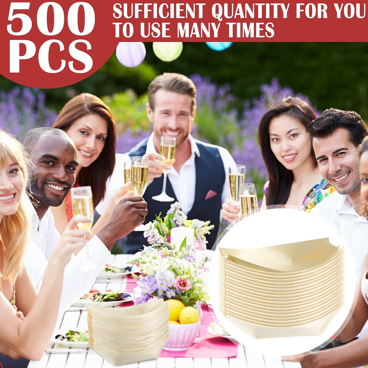 newtay 500 pcs bamboo boat plates for appetizer, package contents