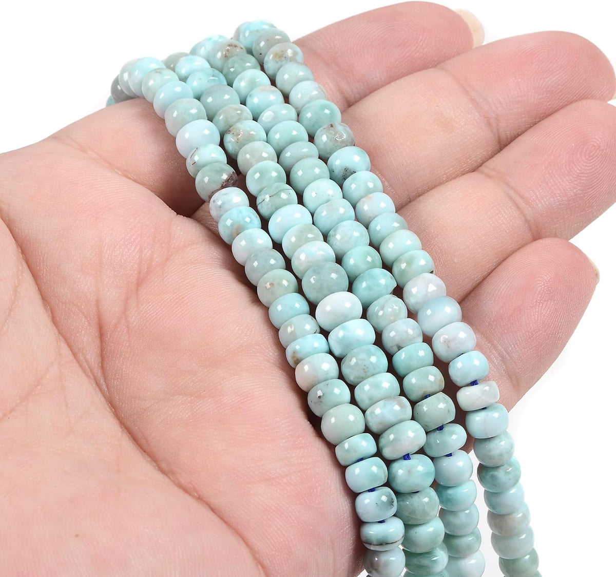 natural larimar 6mm rondelle loose beads 15 inch, close-up detail