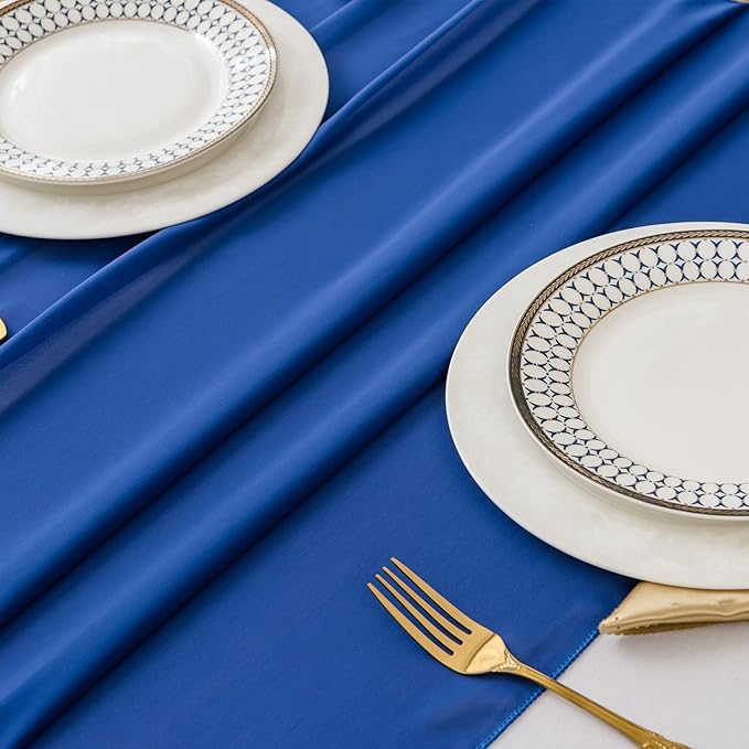12Pack 9ft Chiffon Table Runner 14x108 Inch Sheer Romantic Table Runner for Wedding Birthday Party Bridal Shower Outdoor Decoration-Royal Blue