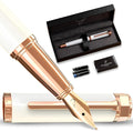 Ellington Pens Luxury Fountain Pen Set- Fountain Pens for Writing - Smooth Extra Fine Nib - Includes Refillable Ink Converter, 3 Ink Cartridges [Black & Blue], Gift Box - Elegant Calligraphy