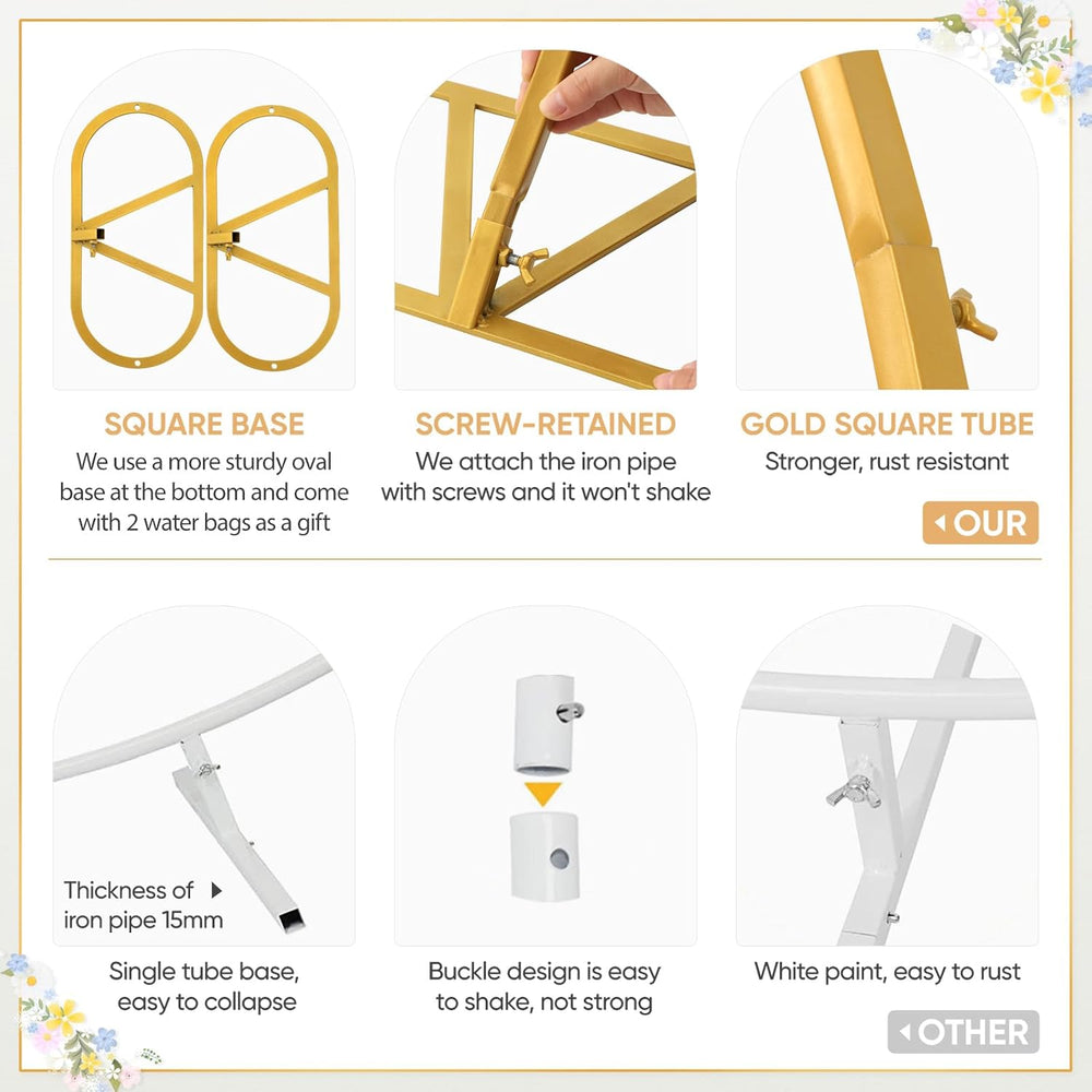 8ft Balloon Arch Stand,Round Backdrop Stand,Golden Circle Wedding Arch Frame ...