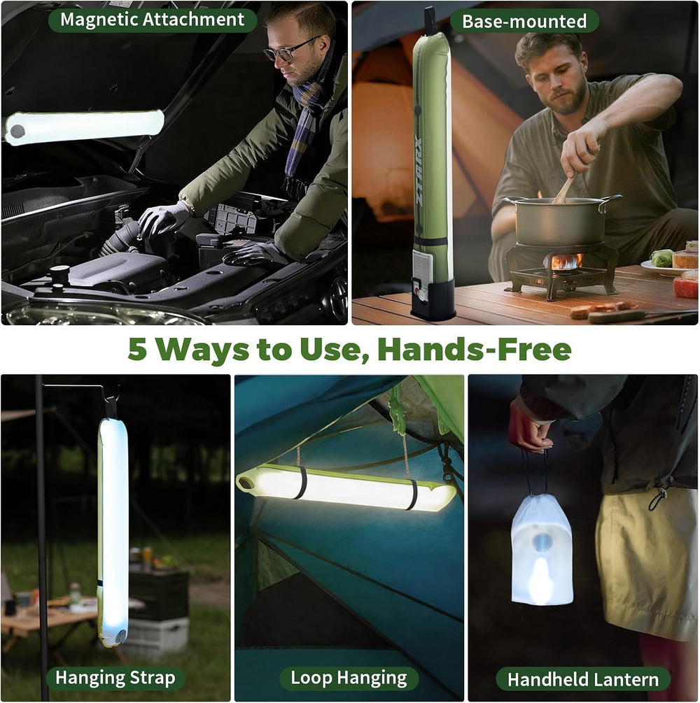 Inflatable Solar Camping Lantern, 23.6in LED Camping Light Tube