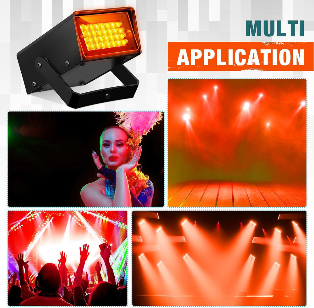 Treela 4 Pack Strobe Party Light Small Bright LED Outdoor, Orange, 32 LED