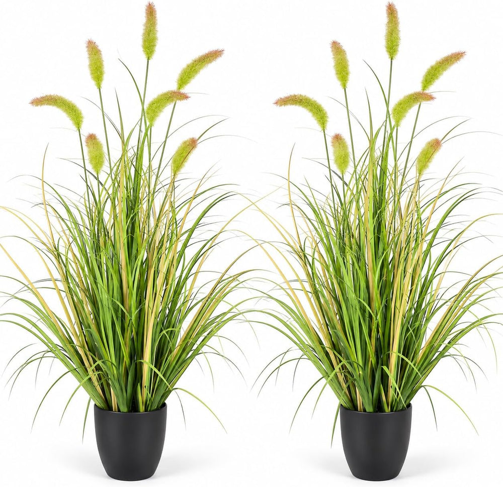 2 PCS 3FT Artificial Foxtail Grass Plants, Faux Grass Indoor Outdoor Décor