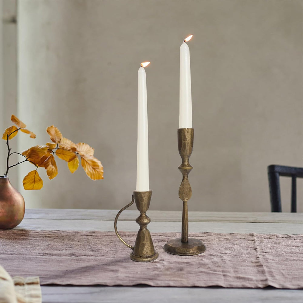 Antique Brass Cast Iron Candle Holders Set of 2