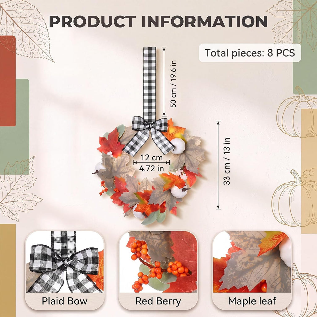 soulchen 8 pcs 13" small fall wreath for shown in use