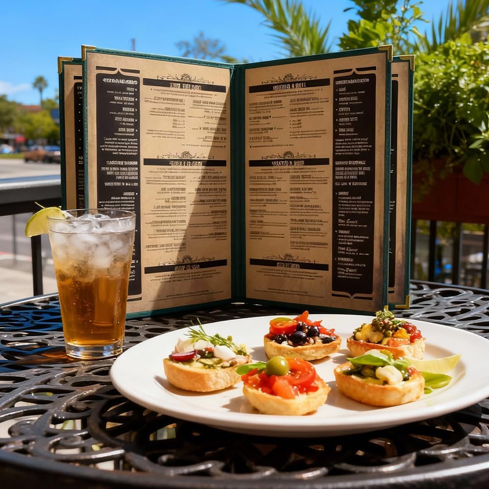 goodsmart pajco style restaurant menu covers – pack, front angle view
