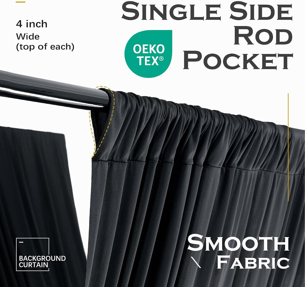 4 Panels 5ft(W) x 20ft(L) Black Ceiling Drapes for Halloween Parties