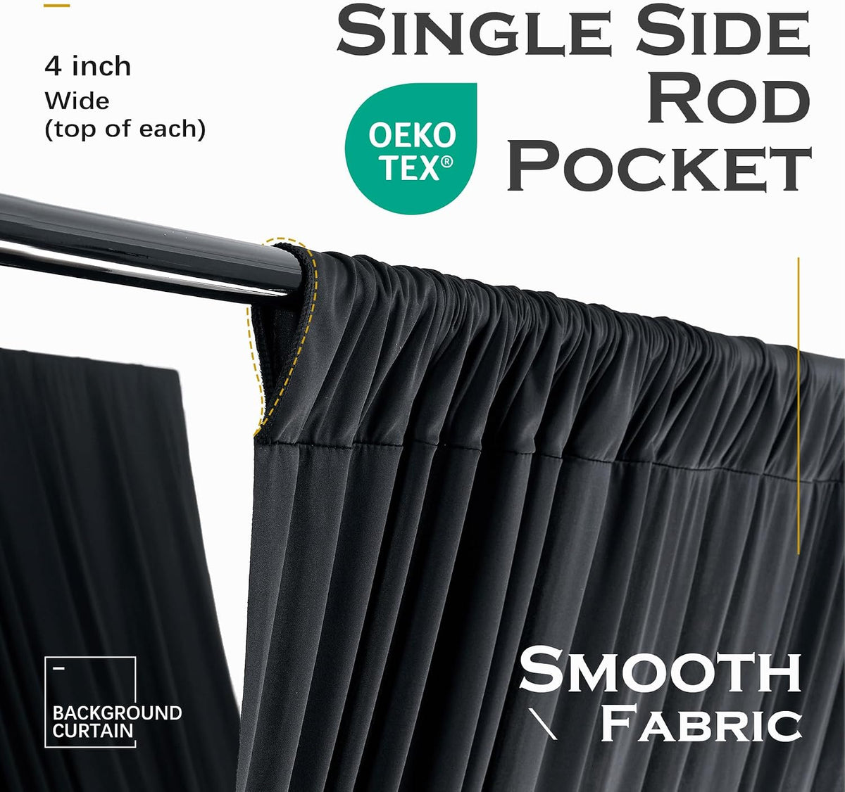 4 Panels 5ft(W) x 20ft(L) Black Ceiling Drapes for Halloween Parties