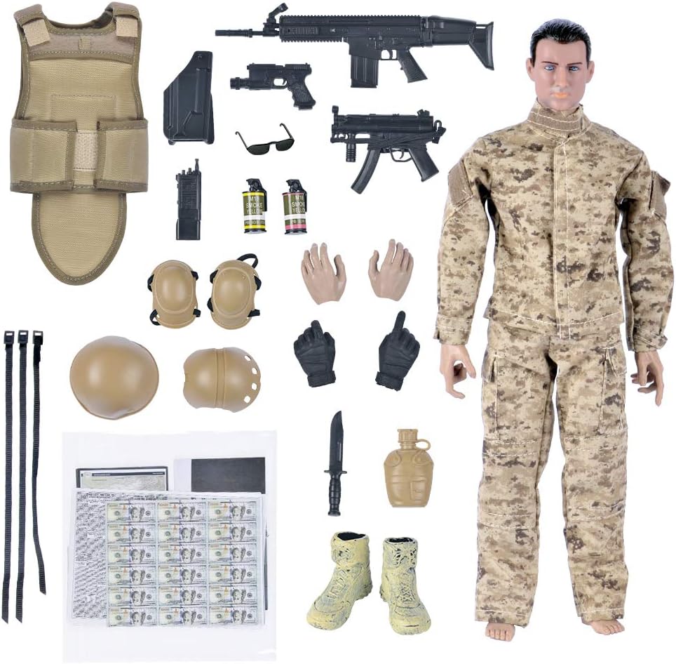 12'' american military soldiers special forces army man, package contents