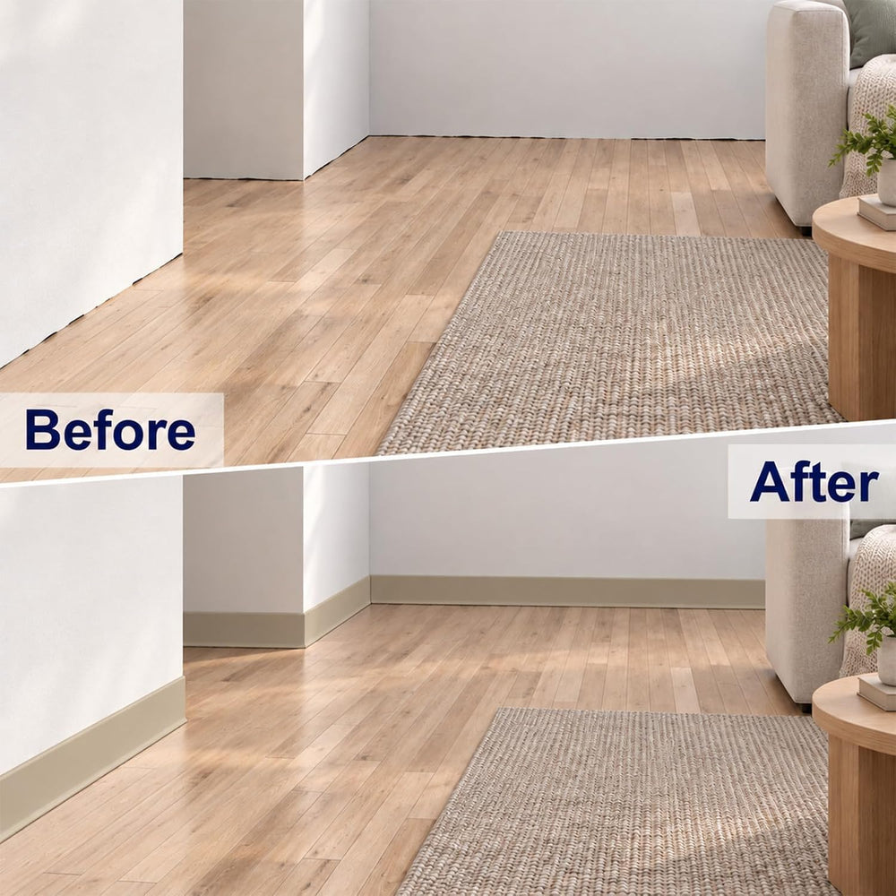 Vinyl Baseboard Molding 4 inch, Peel and Stick Cover Base molding, Beige
