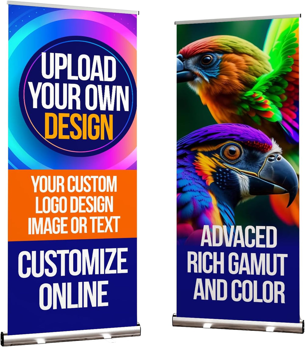 33x81 Custom Retractable Banner Stand Signs READY IN 1 DAY Pull up Roll up Po...