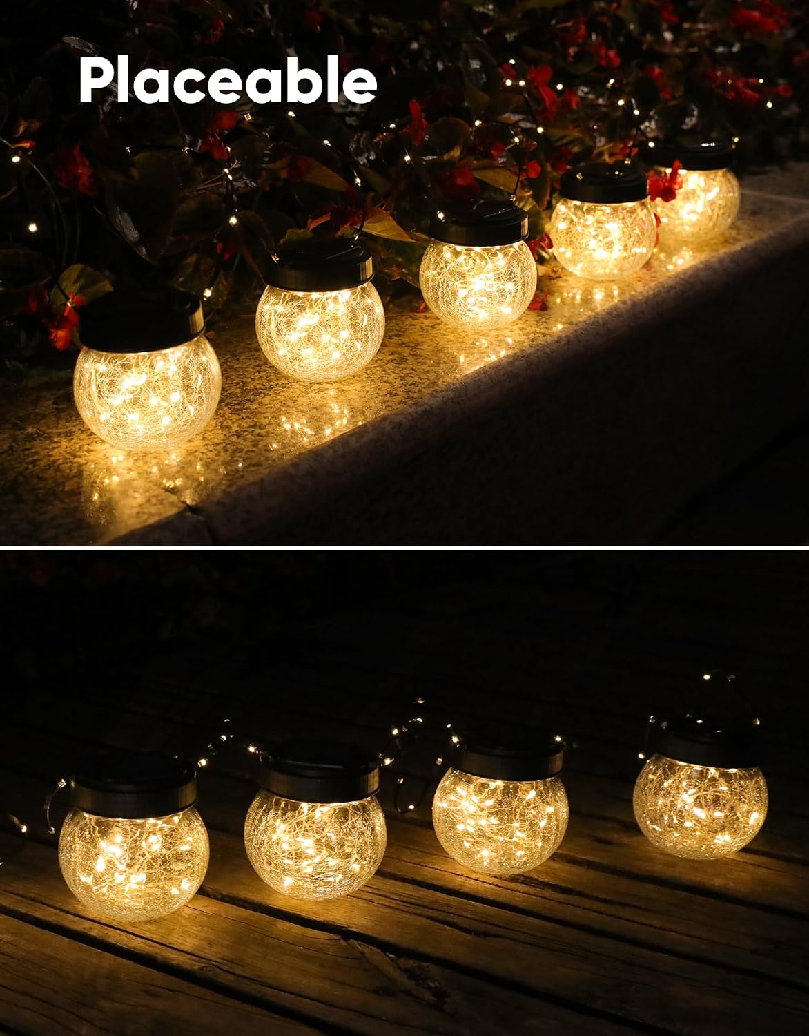 solar lanterns solar lights outdoor waterproof 6-pack, solar, package contents
