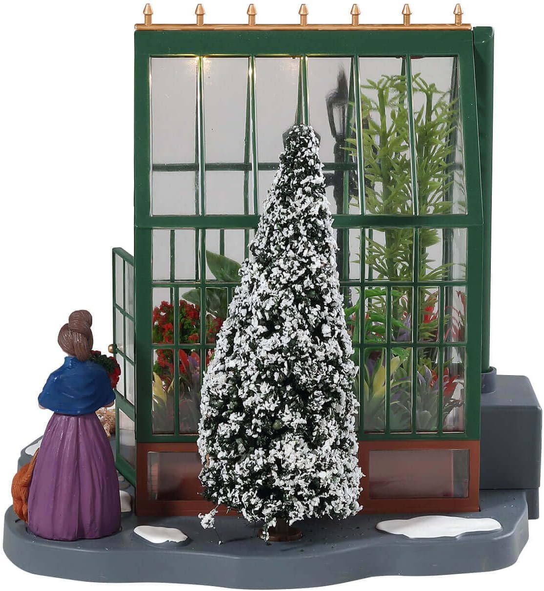 lemax christmas village victorian greenhouse battery operated (4.5v) shown in use