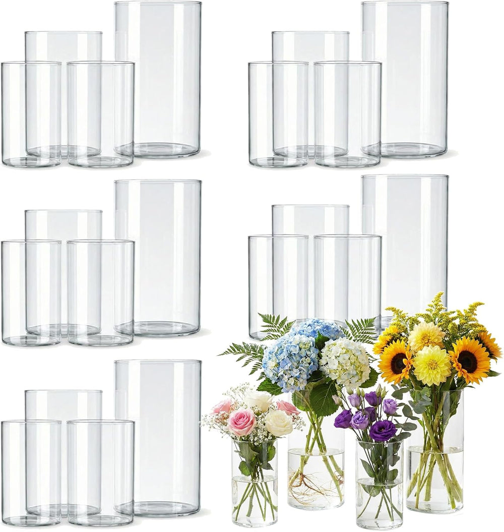 Glass Vases for Centerpieces 24 Pack, 4/5/6 Inch Clear Vases