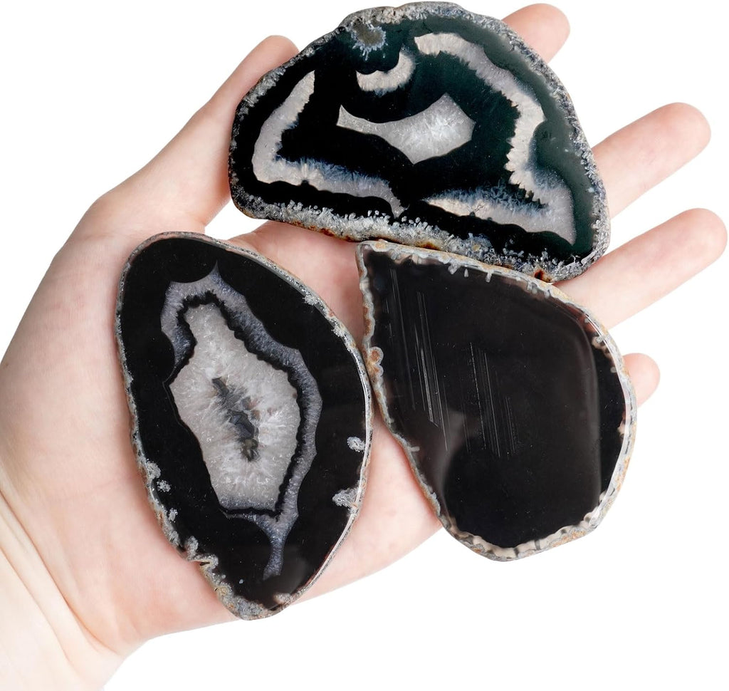 black agate slices for table place cards |, side view