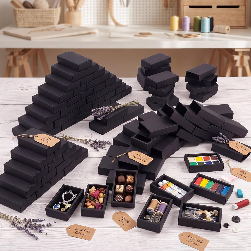Zonon 60 Pieces Kraft Paper Gift Drawer Boxes, Small Cardboard Box, Black