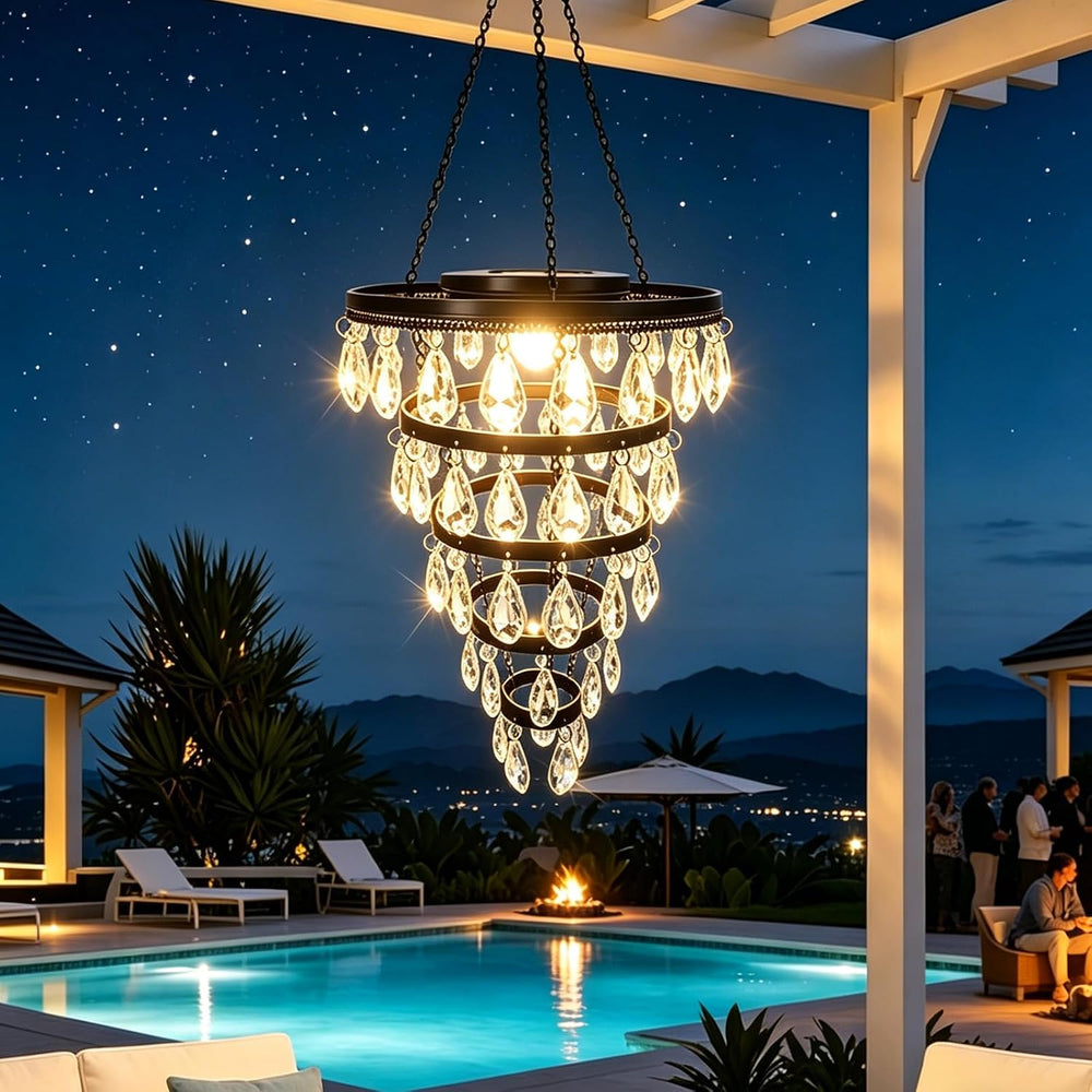SUNNYPARK Hanging Solar Chandelier Light Outdoor Waterproof