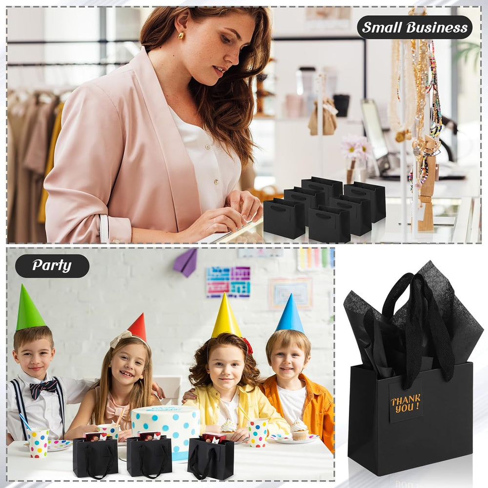 Qilery 50 Pcs Halloween Black Small Paper Gift Bag