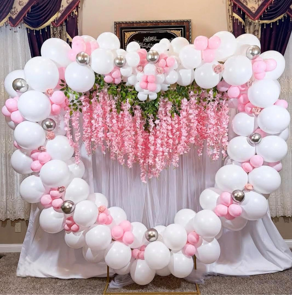 7.2ft Heart-Shaped Metal Balloon Arch Kit for Weddings Valentine's Day Pr...