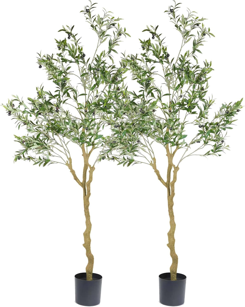 Nafresh Tall Faux Olive Tree，7ft（84in） Realistic Potted Silk Artificial Olive Tree， Fake Olive Trees Indoor for Home Office Living Room Bedroom Stairs Foyer Decor.2pack.