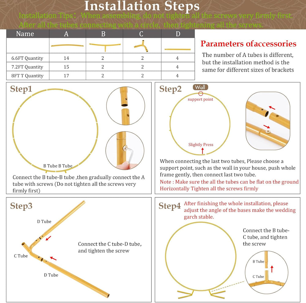 Antizz 7.2FT Round Balloon Arch Stand, Circle Wedding Arches for Party